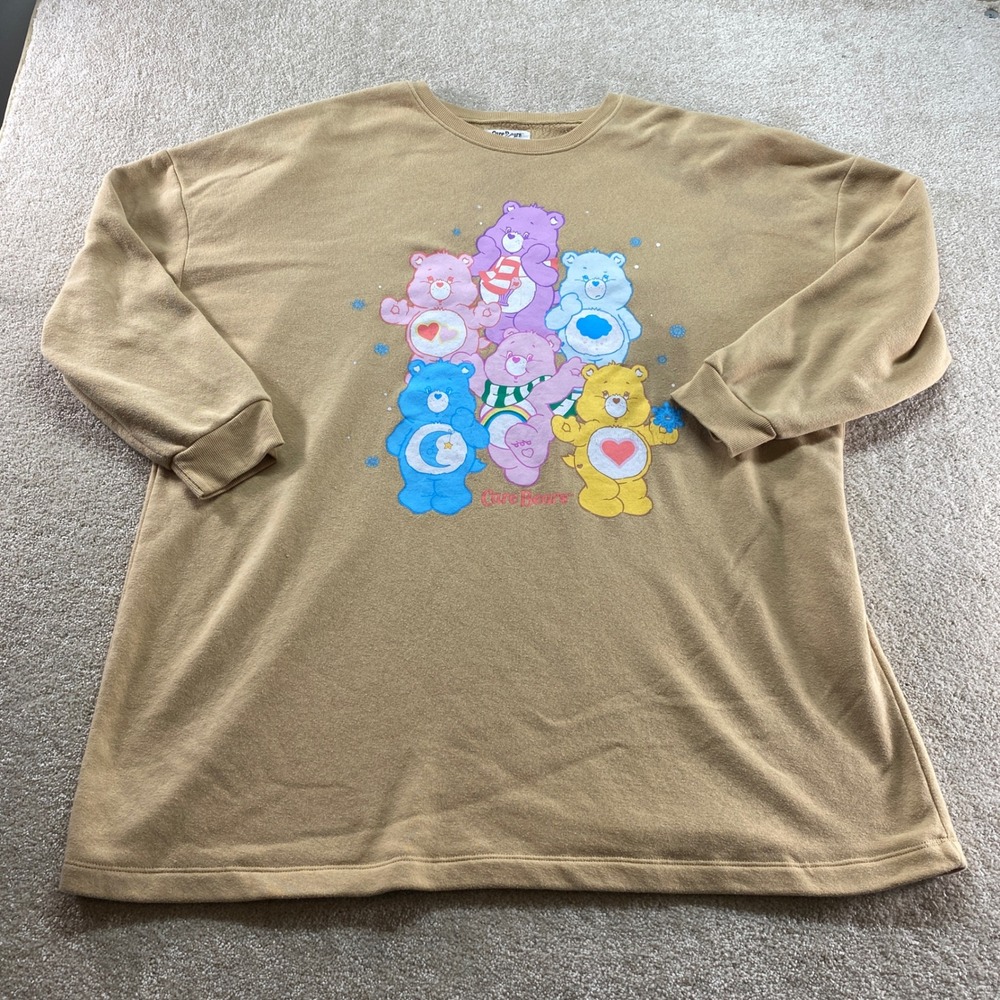 Grayson Social Care Bears Sweatshirt Womens 2X Tan‎ Graphic Fleece Top